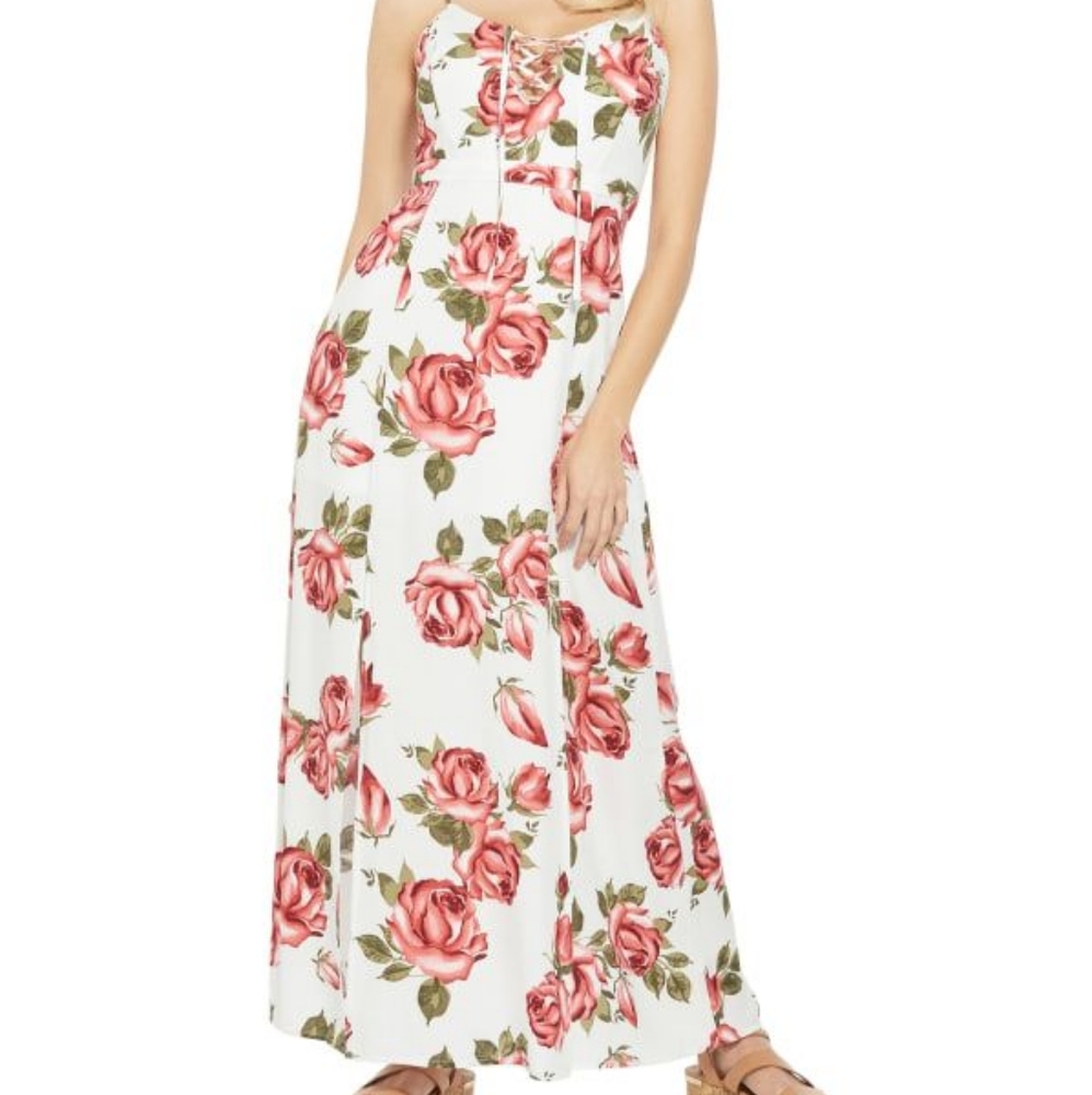Guess Floral Lace Up Maxi Dress New With Tags